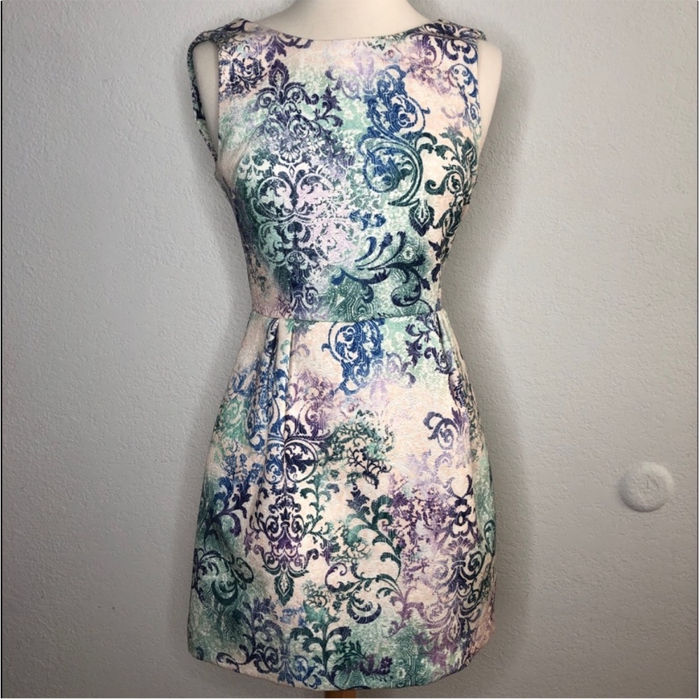 Kaya & Sloane dress purple green floral print dress XS